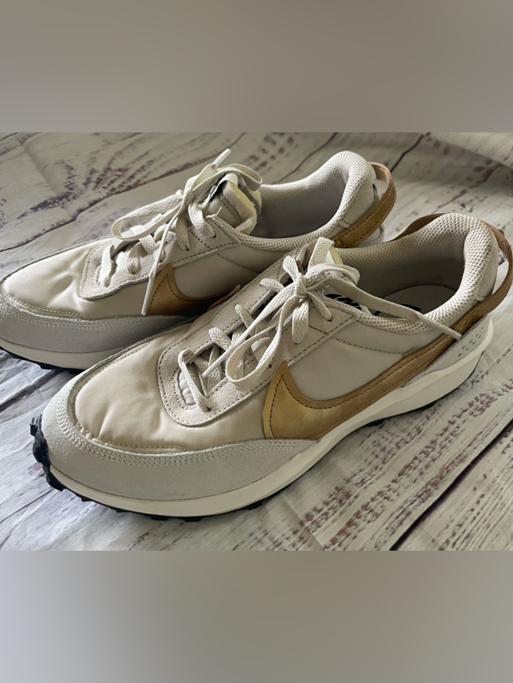 Nike Cream and Tan Swoosh Low-Top Sneakers